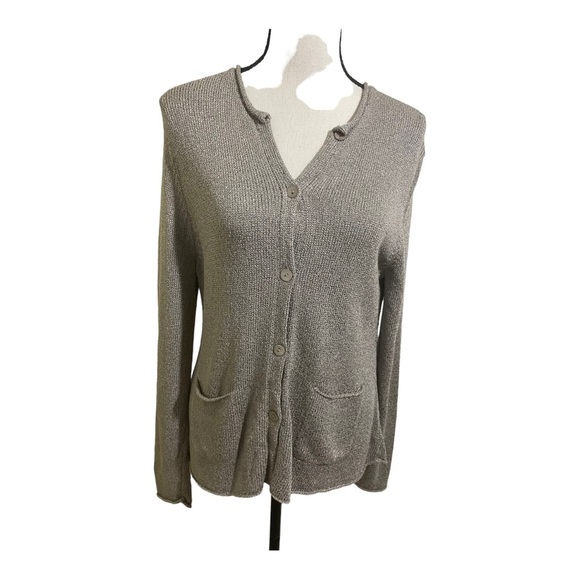 Eileen Fisher Cardigan button down  silk and Rayon blend pockets size P Large. - Picture 10 of 11